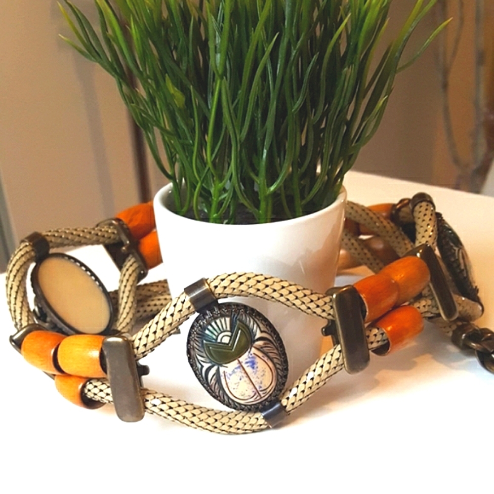 Vintage Boho Medallion  Belt🔥Carved Clay-Metal-Wood|Adjustable